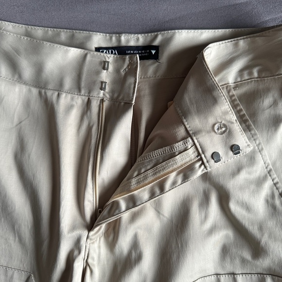 ZARA Satin Cargo Pants size Medium - New without Tags - Picture 7 of 8